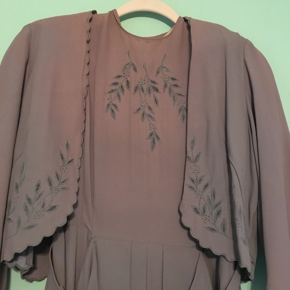 30s-40s lilac three piece dress jacket set